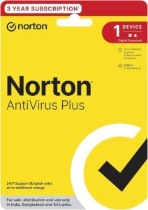 Norton Antivirus Plus | 1 User 3 Years |Additionally Includes Smart Firewall, Password Manager & PC Cloud Back Up | PC & Mac |Email Delivery in 2 Hrs.